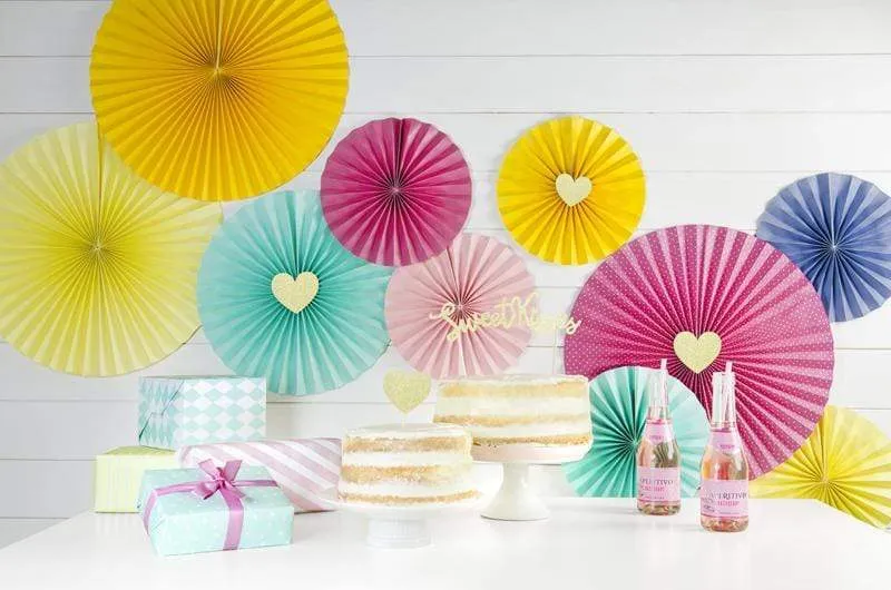 Plain Paper Fan Rosette Pack - Tiffany Blue