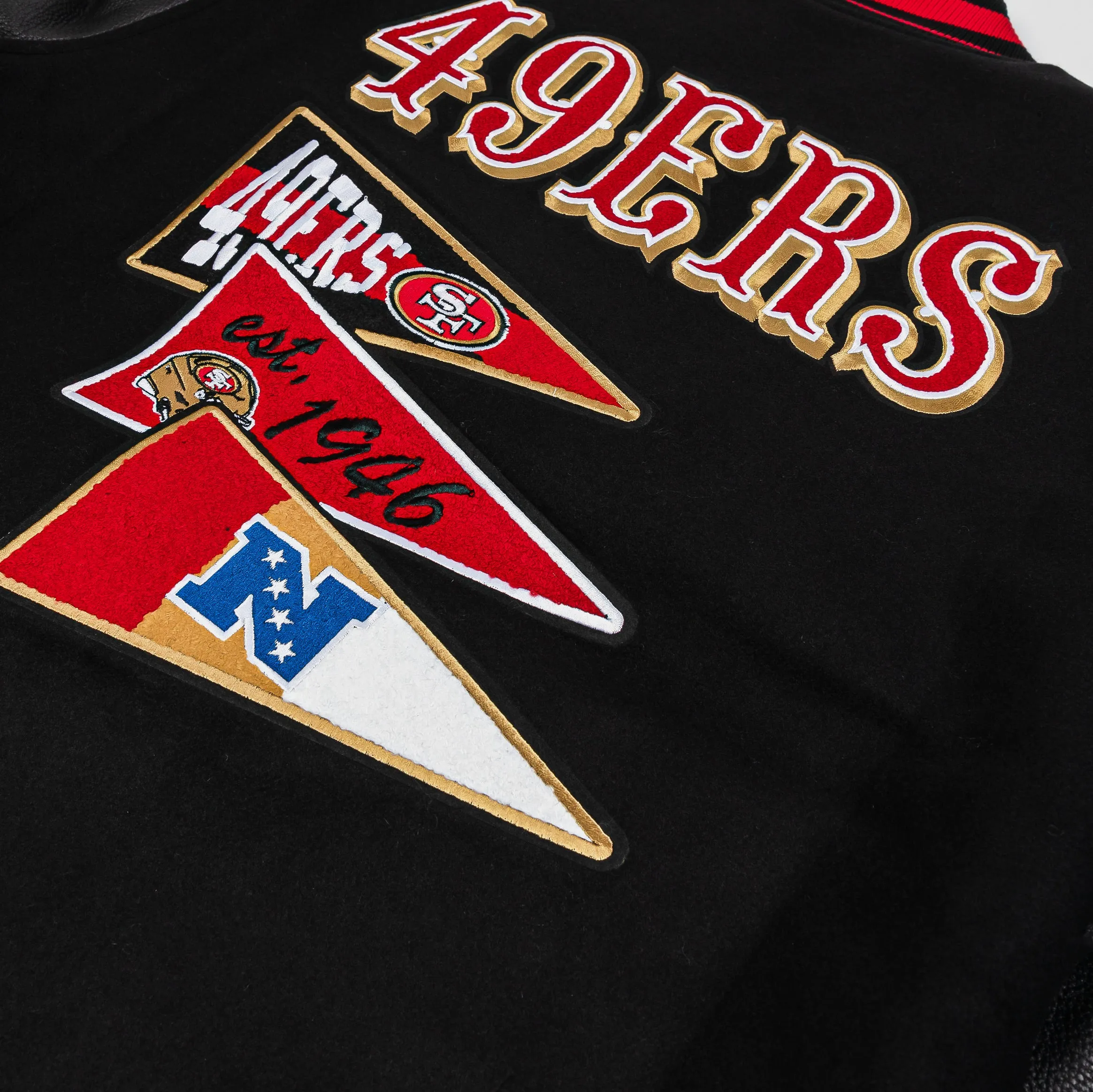 San Francisco 49ers 1946 Varsity Mens Jacket (Black/Red)