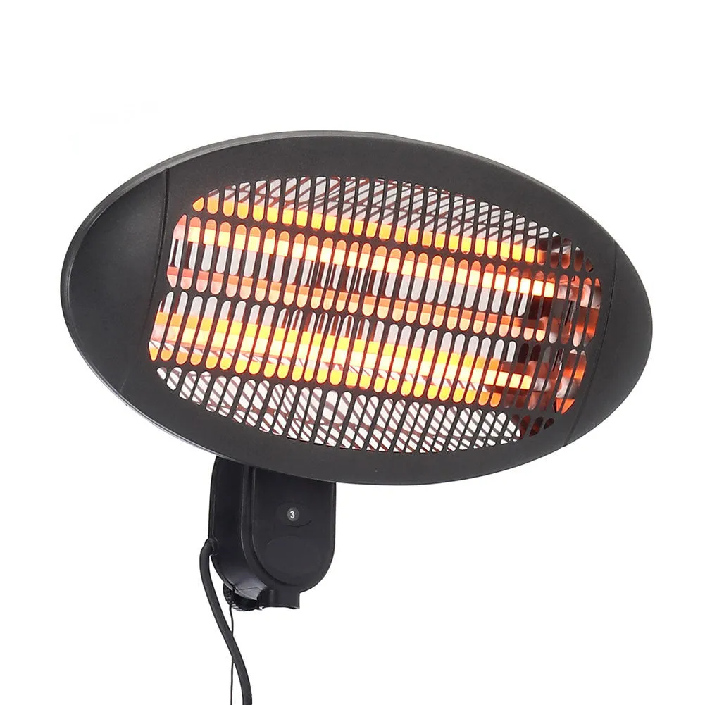 Set of 2 Wall Mount Electric Heaters Black 2KW Indoor Outdoor Heaters