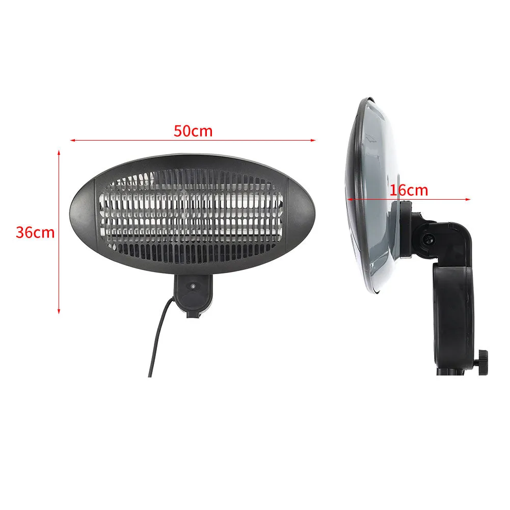 Set of 2 Wall Mount Electric Heaters Black 2KW Indoor Outdoor Heaters