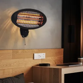 Set of 2 Wall Mount Electric Heaters Black 2KW Indoor Outdoor Heaters
