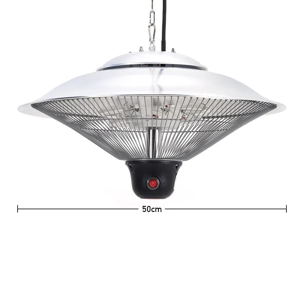 Silver Hanging Patio Heater Outdoor Ceiling Electric Heater with 3 Adjustable Settings