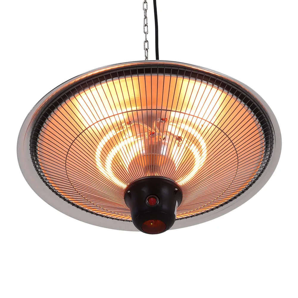 Silver Hanging Patio Heater Outdoor Ceiling Electric Heater with 3 Adjustable Settings