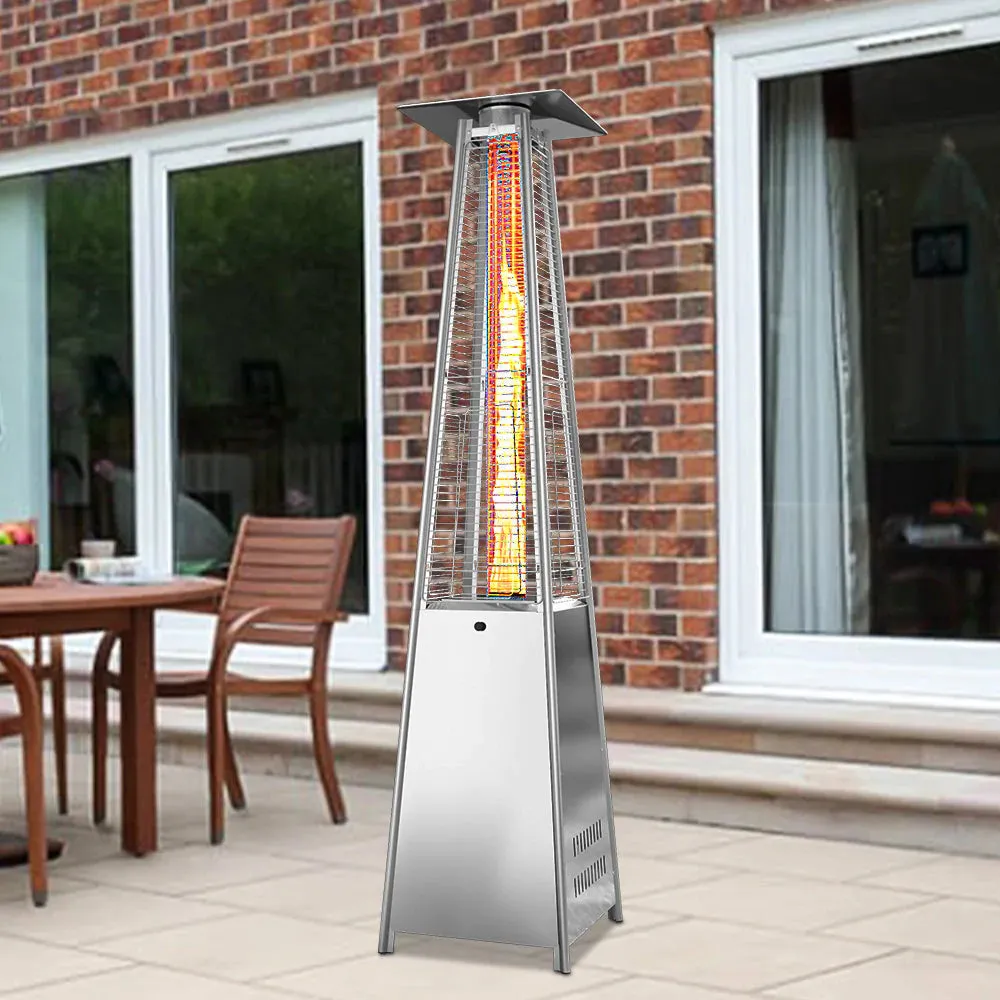Silver Pyramid Patio Heater Portable Gas Heater with Auto Shut-off Function