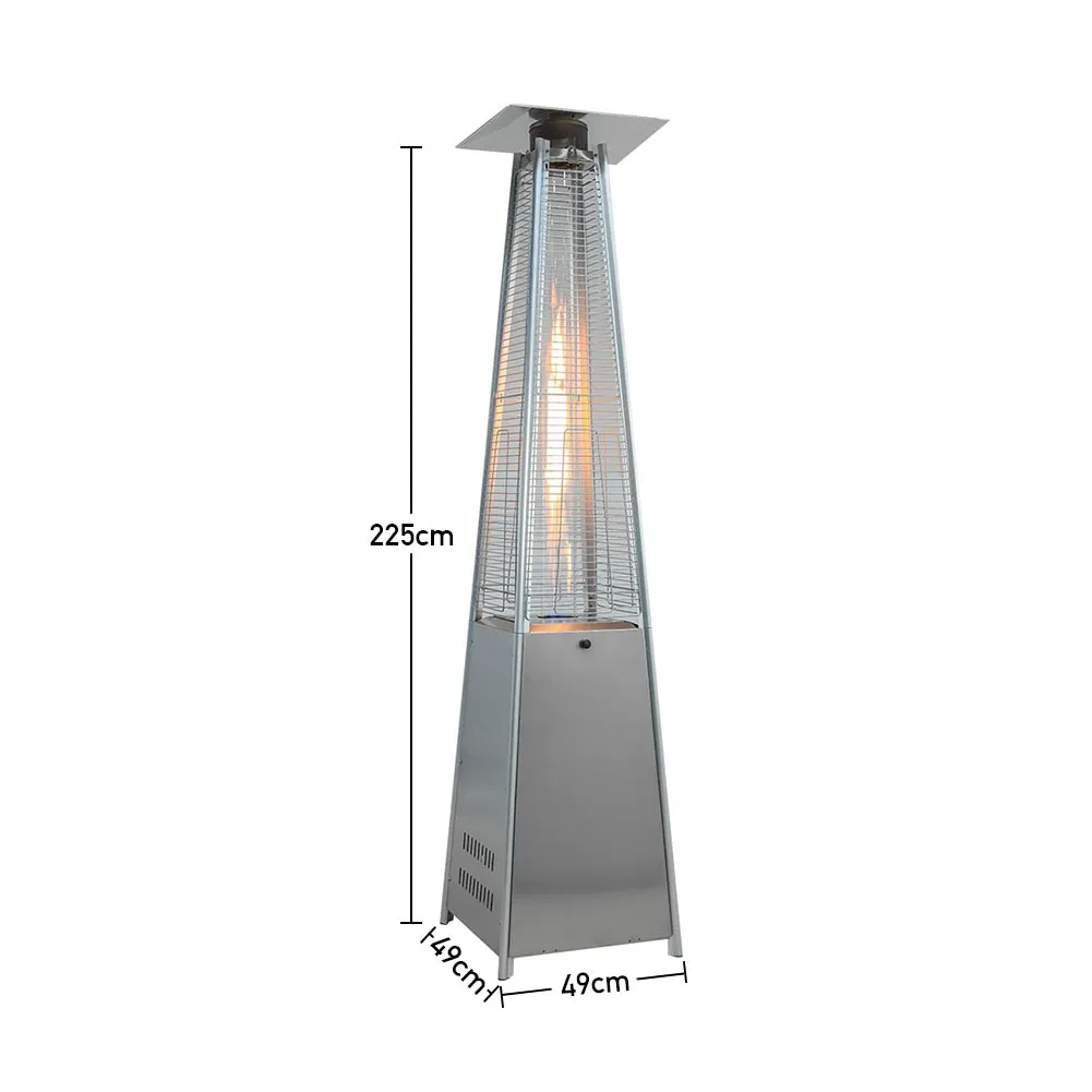 Silver Pyramid Patio Heater Portable Gas Heater with Auto Shut-off Function