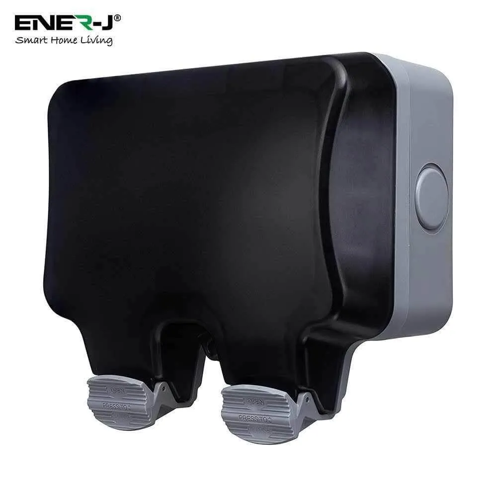 Smart Waterproof Outdoor Socket 13A WiFi Twin Wall Socket with USB Port, IP55 Rated 2 Gang 13 Amp Double Outdoor Weatherproof Power Electric Sockets for Garden & External Electrical Outlet