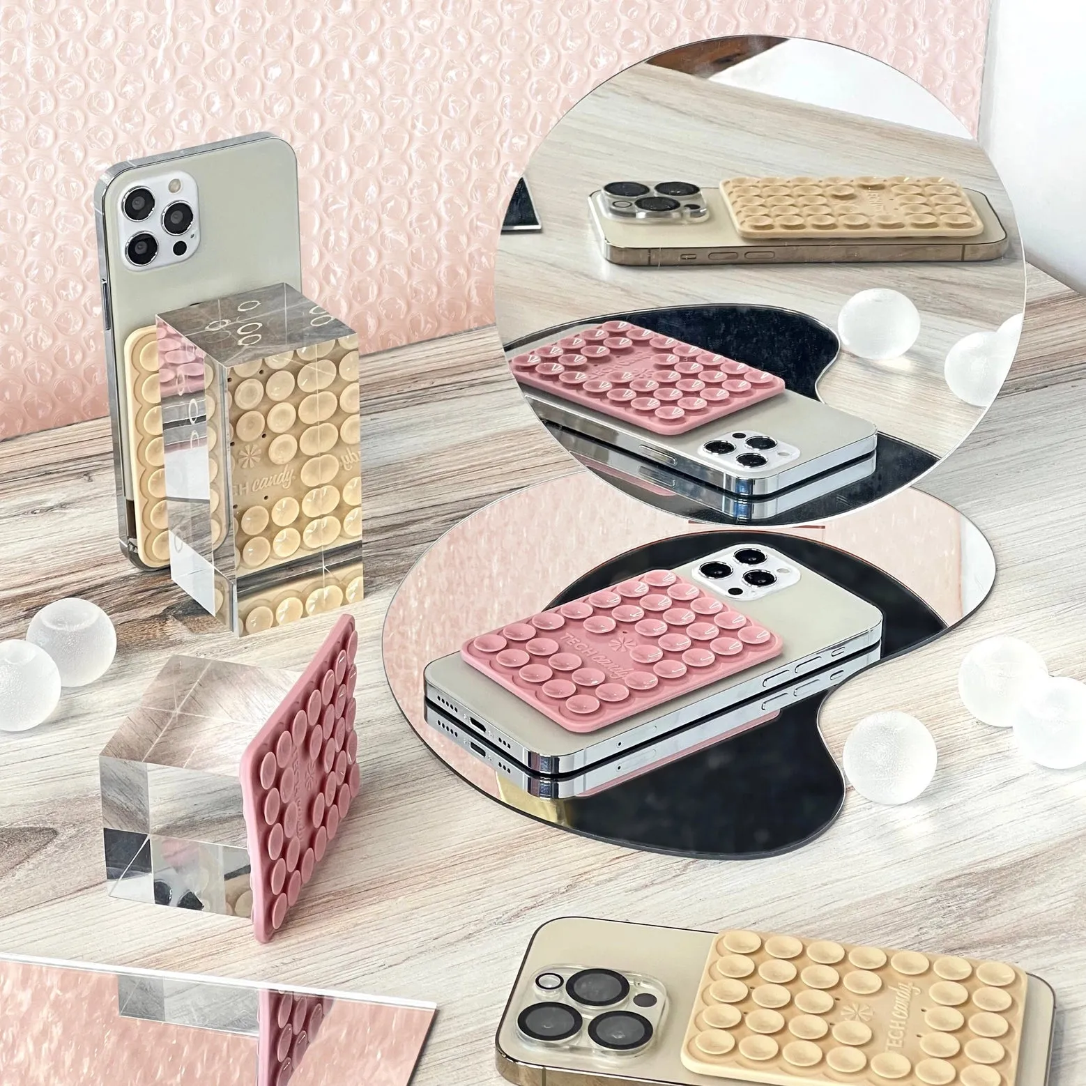 Stick 'em Up 2-sided Phone Suction Pad - Pink