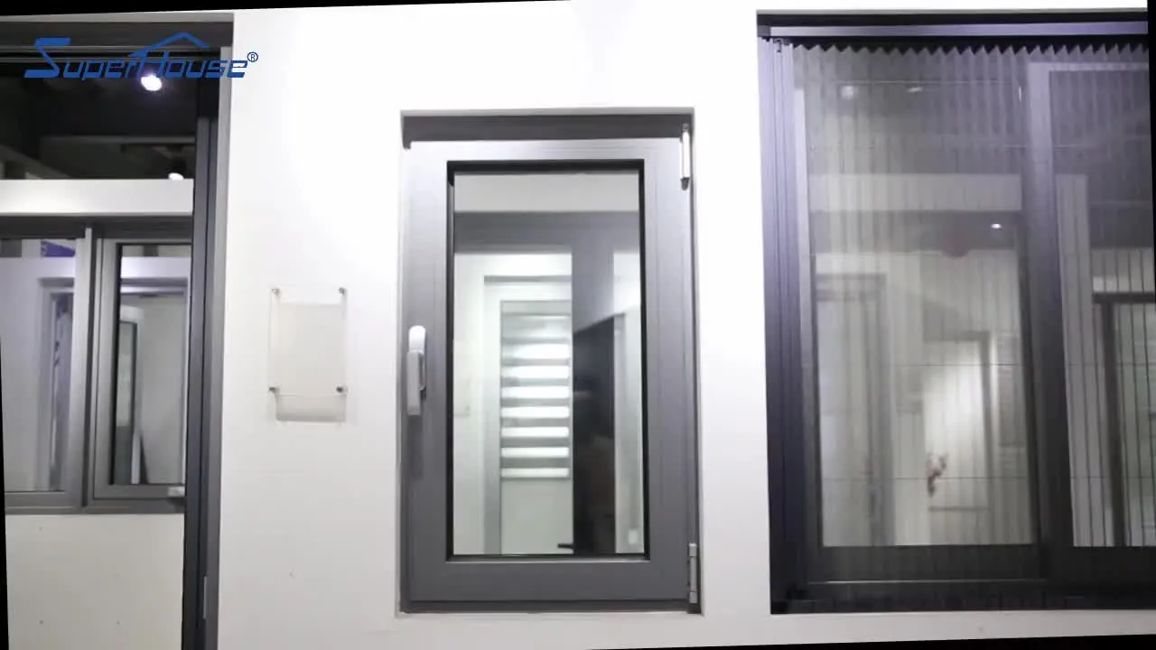 Superhouse Bronze color thermal break aluminum tilt and turn window with tempered glass