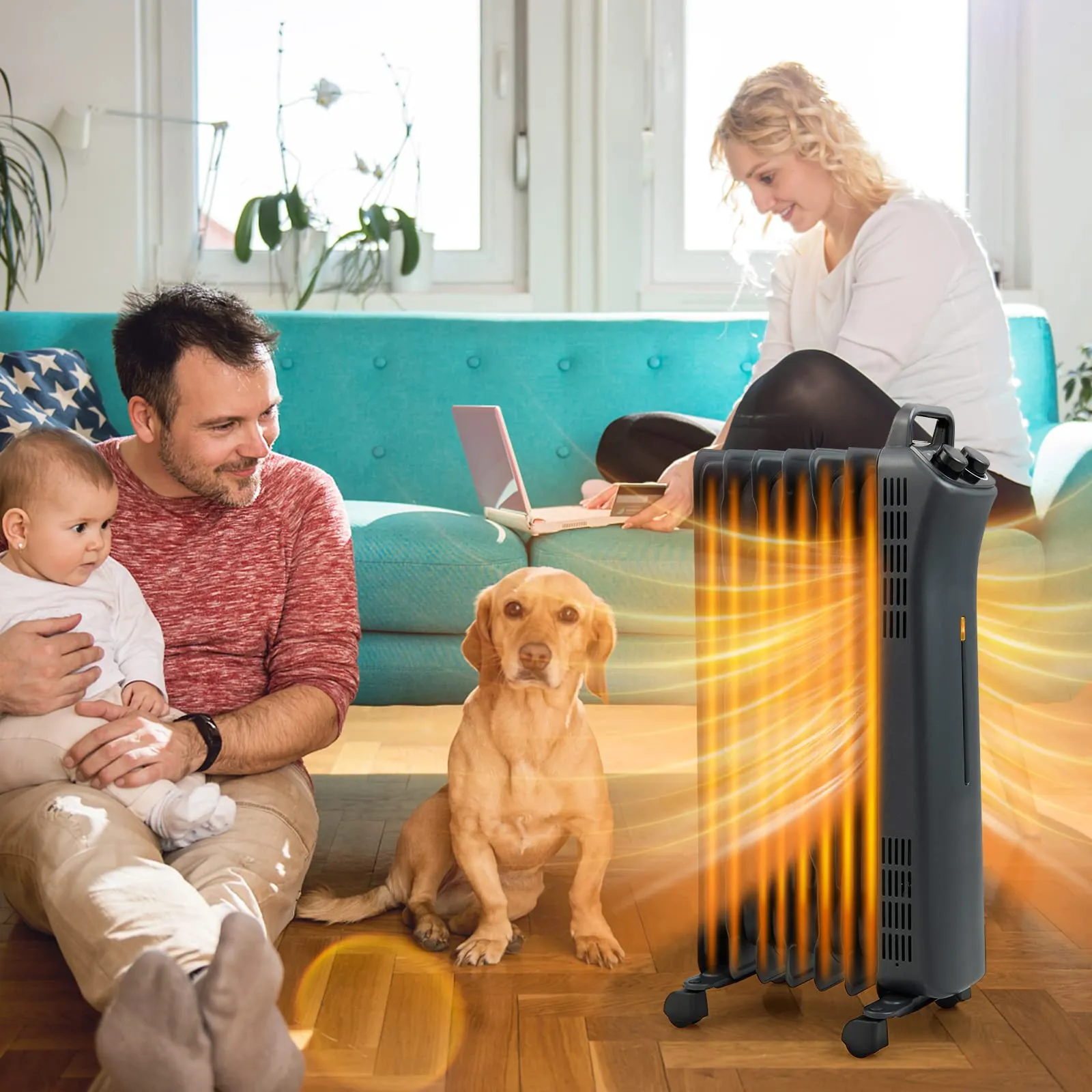 Tangkula 1500W Oil Filled Radiator Heater, Electric Space Heater with 3 Heating Modes