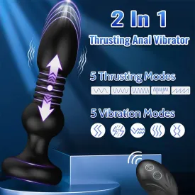 Thrusting Dildo Vibrator - Remote Control Telescopic Butt Plug Prostate Massager