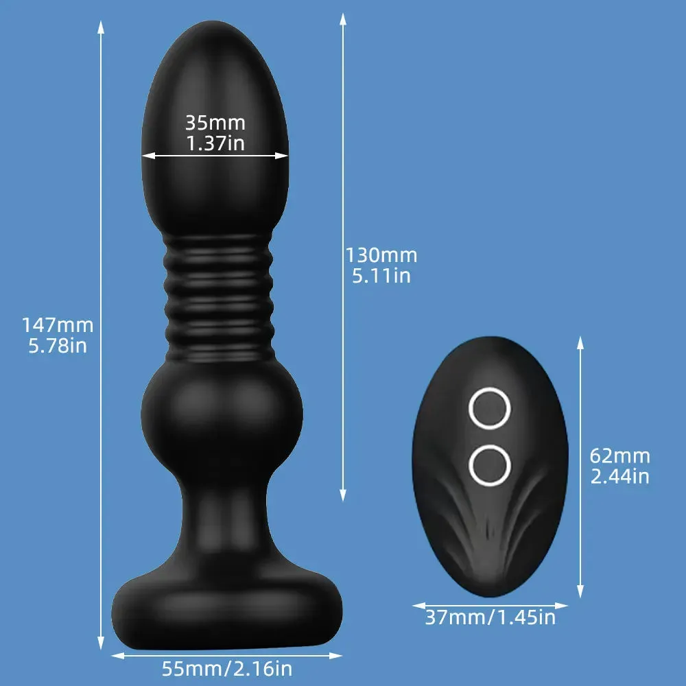 Thrusting Dildo Vibrator - Remote Control Telescopic Butt Plug Prostate Massager