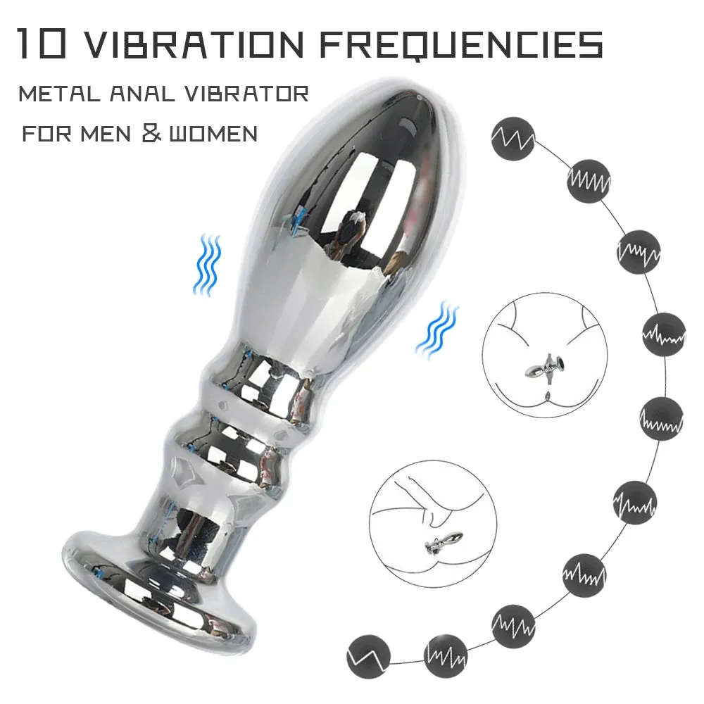 Vibrating Dildo Butt Plug - Metal Dildos G Spot Prostate Massage Anal Toys