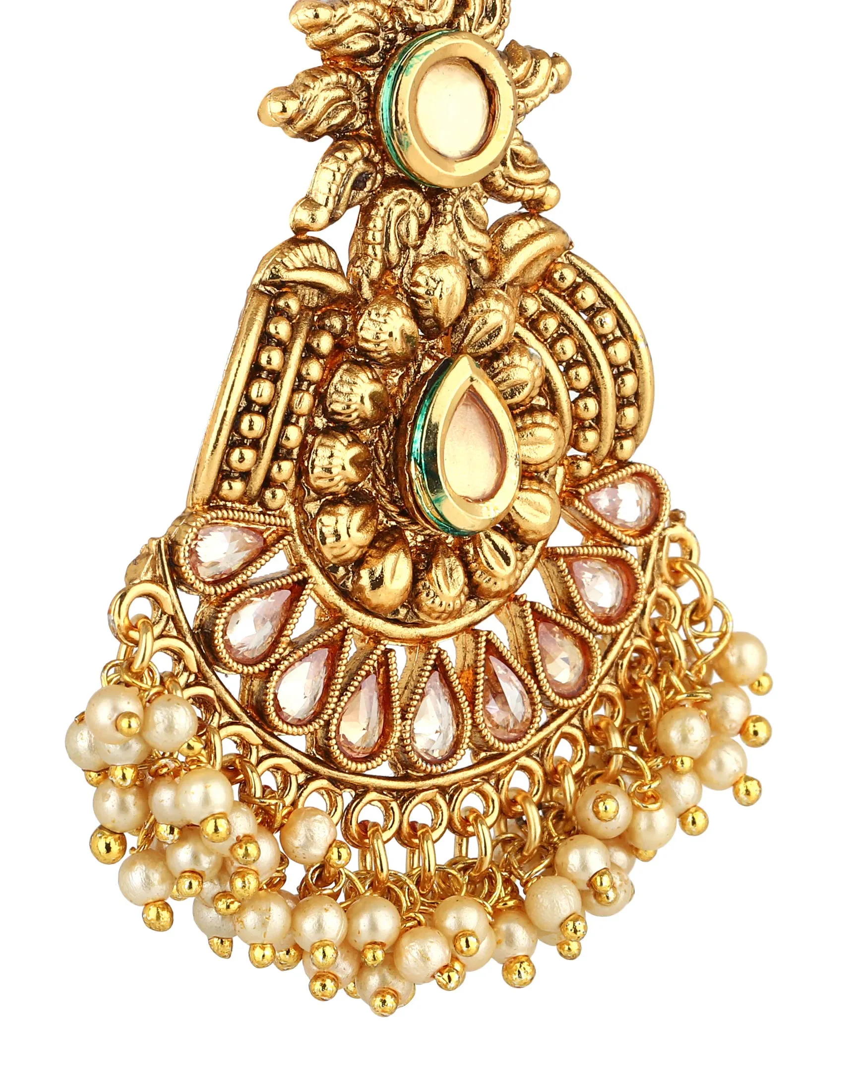 Yellow Chimes Traditional Moti Kundan Jadau Chandbali Earrings for Women and Girls